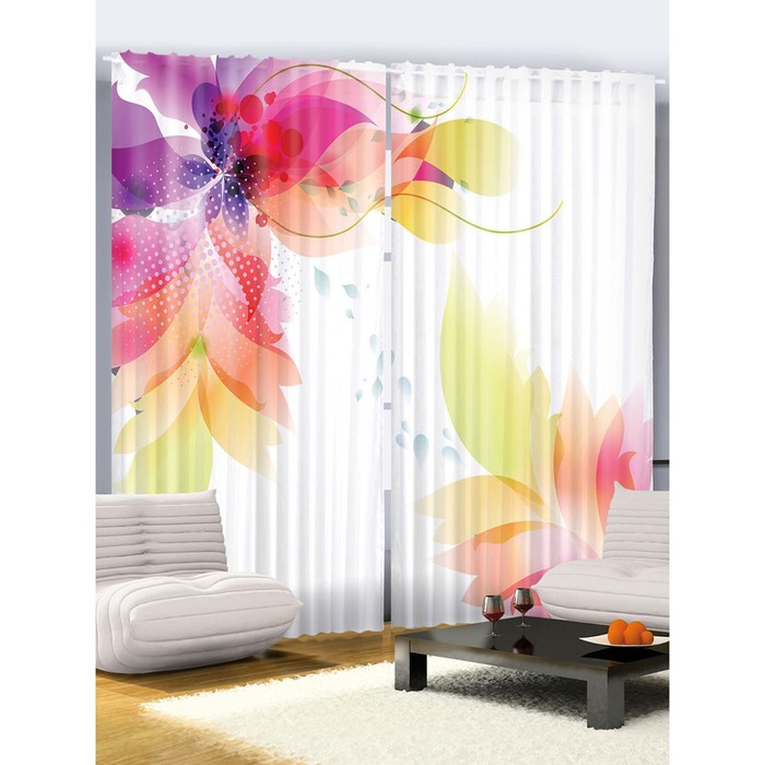 Комплект фотоштор Magic Lady "Разноцветные лепестки", 145 х 265 см - 2 шт, 100% полиэстер