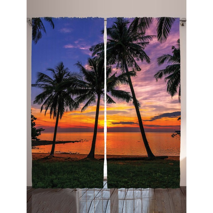 Комплект фотоштор Magic Lady "Закат на пляже", 145 х 265 см - 2 шт, 100% полиэстер