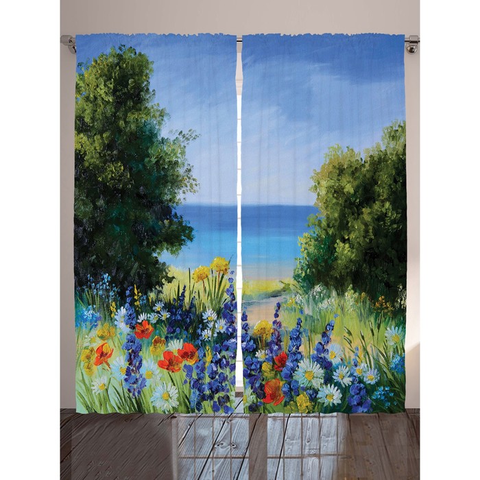 Комплект фотоштор Magic Lady "Цветы на берегу", 145 х 265 см - 2 шт, 100% полиэстер