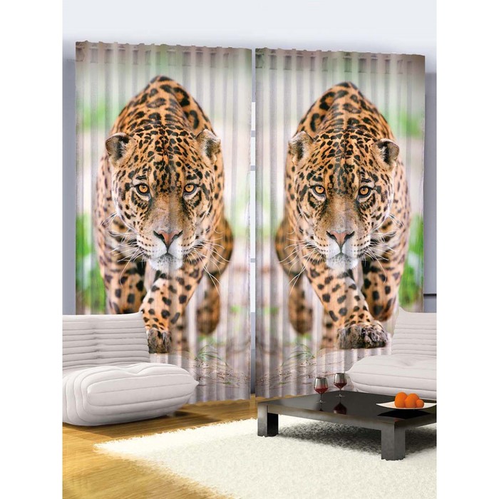 Комплект фотоштор Magic Lady "Хитрый леопард", 145 х 265 см - 2 шт, 100% полиэстер