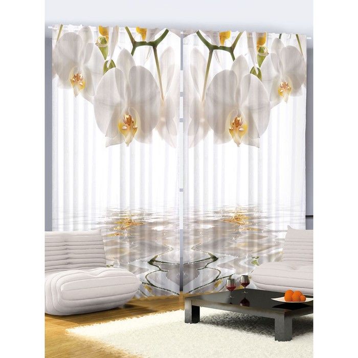 Комплект фотоштор Magic Lady "Орхидеи над водой", 145 х 265 см - 2 шт, 100% полиэстер