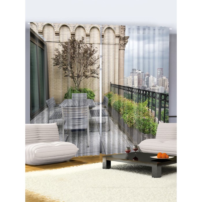 Комплект фотоштор Magic Lady "Столик на балконе", 145 х 265 см - 2 шт, 100% полиэстер