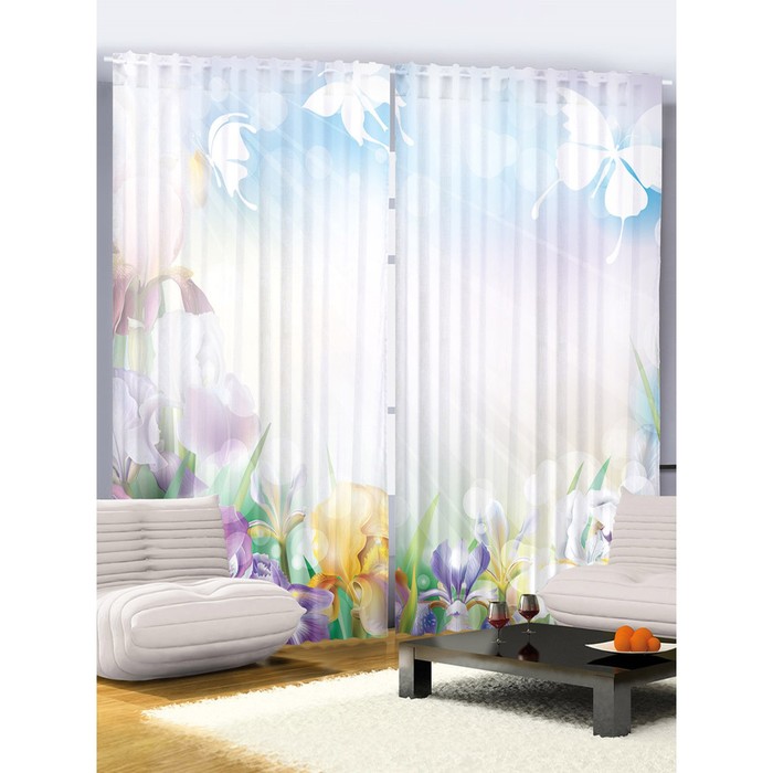 Комплект фотоштор Magic Lady "Ирисы в солнечном свете", 145 х 265 см - 2 шт, 100% полиэстер   293649