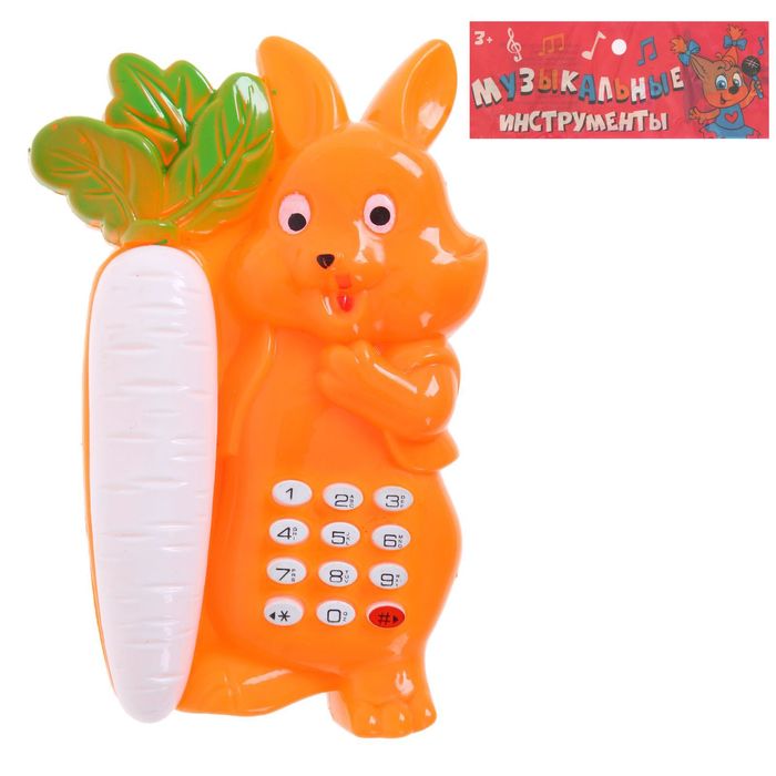 Музыкальный телефон «Зайка», световые и звуковые эффекты, МИКС