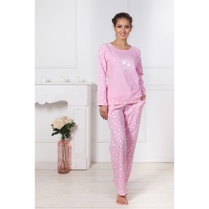 Пижама домашняя (джемпер, брюки) "Стелла" 1100-V2 цвет розовый, р-р 58