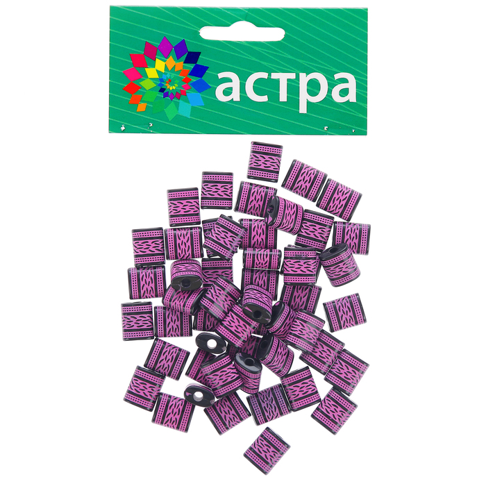 Бусины пластик "Узоры ацтеков"  набор 25гр, 12х10мм (CX-2612, 007 черн.-роз.)