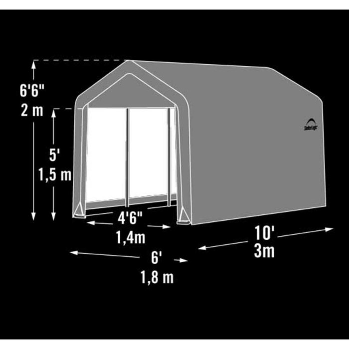 Сарай Shelterlogic, 180 х 300 х 200 м, скатная крыша, в коробке