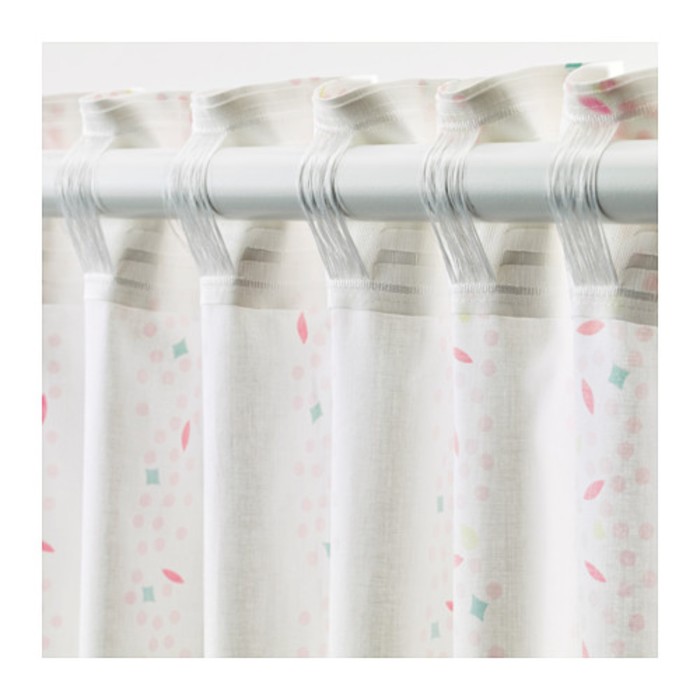 Гардины в детскую ЛАТТО, размер 120х300 см-2 шт., цвет белый/розовый