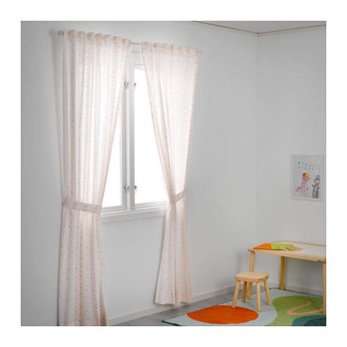 Гардины в детскую ЛАТТО, размер 120х300 см-2 шт., цвет белый/розовый
