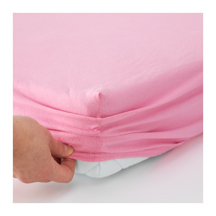 Простыня на резинке ЛЕН, 80х130 см, 80х165 см, по 1 шт., цвет розовый