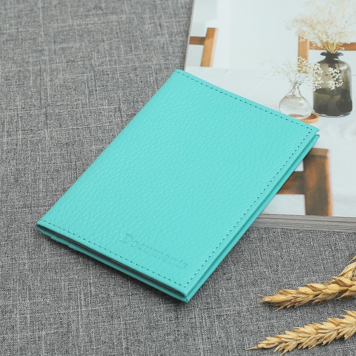 Обложка для автодокументов, отдел для паспорта, игуана, цвет бирюзовый флотер