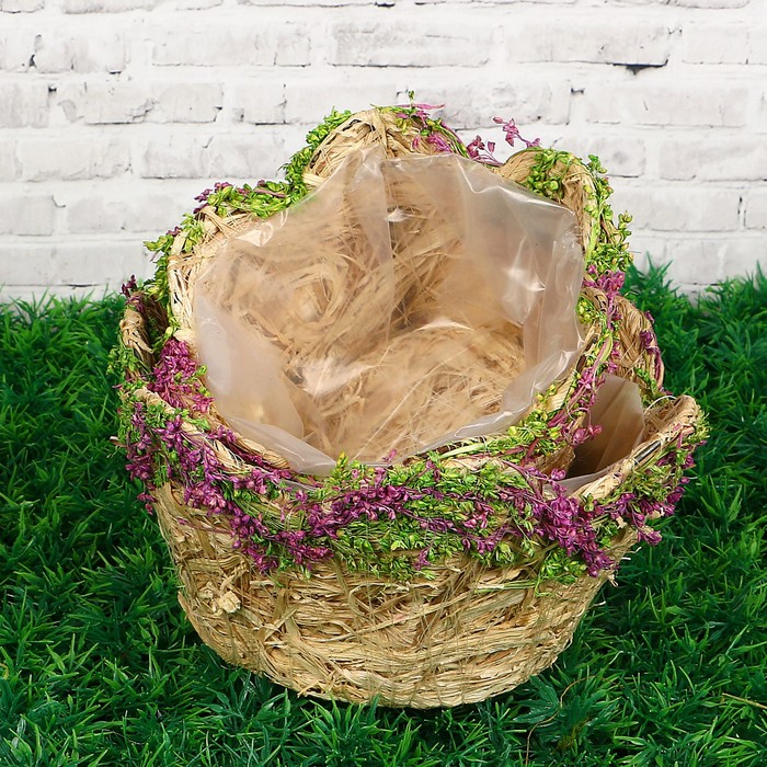 Набор кашпо «Цветы», 2 шт: 19,5x19,5x9 см; 14x14x8,5 см, ручная работа, бежевый