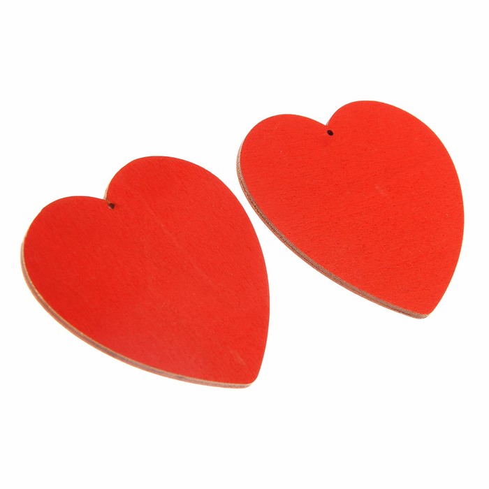Набор сердечек №1 цвет красный, фанера 3 мм