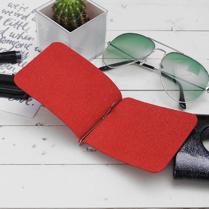 Зажим для купюр, с металлическим держателем, крокодил, цвет красный