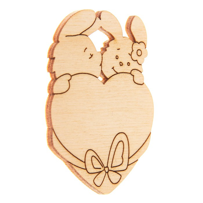 Зайчики с сердечком, фанера 3 мм