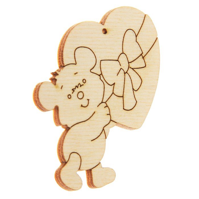 Подвеска "Мишка с сердечком", фанера 3 мм