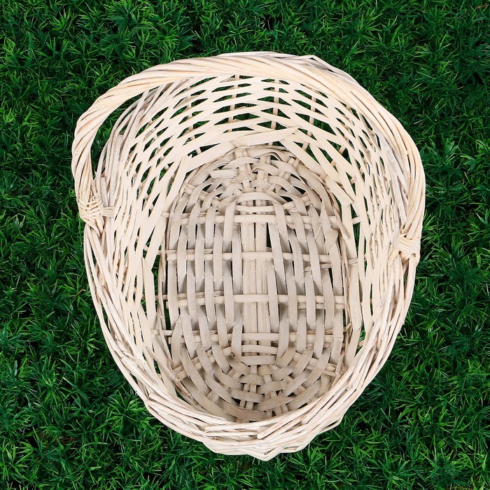 Корзина «Лукошко», с ручкой, 28х21 см, H=13/10/33 см, белая, ручная работа