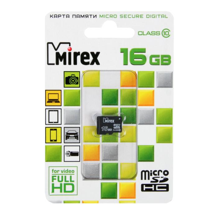 фото Карта памяти mirex microsd, 16 гб, sdhc, класс 10