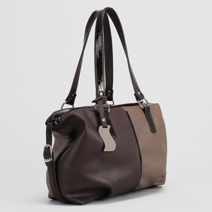 Сумка женская на молнии, 1 отдел с перегородкой, 2 наружных кармана, цвет коричневый