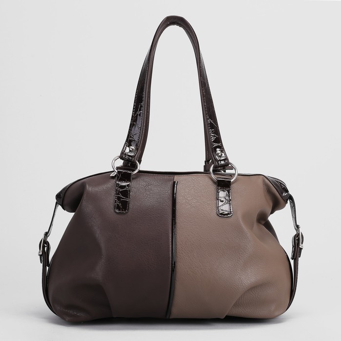 Сумка женская на молнии, 1 отдел с перегородкой, 2 наружных кармана, цвет коричневый