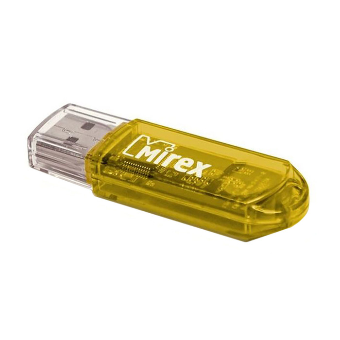 Флешка Mirex ELF YELLOW, 16 ГБ, чт до 25 Мб/с, зап до 15 Мб/с, желтая