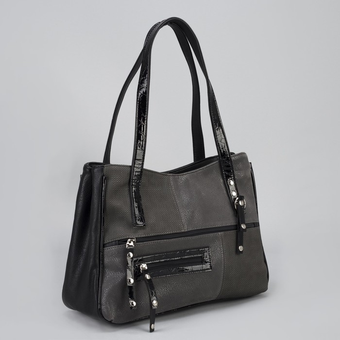 Сумка женская, 2 отдела на молниях, наружный карман, цвет чёрный