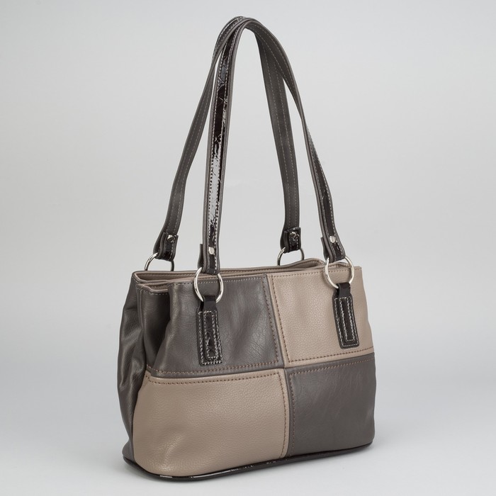 Сумка женская, 3 отдела на молнии, наружный карман, цвет коричневый