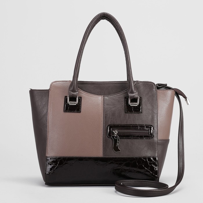 Сумка женская, 1 отдел на молнии, наружный карман, длинный ремень, цвет коричневый