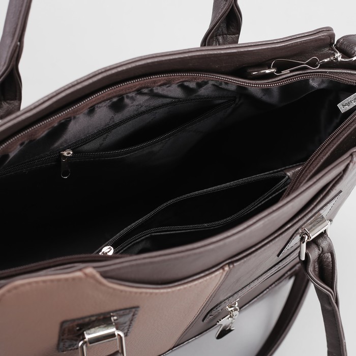 Сумка женская, 1 отдел на молнии, наружный карман, длинный ремень, цвет коричневый