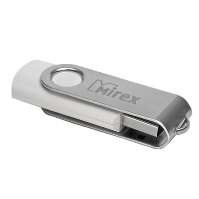 Флешка Mirex SWIVEL WHITE, 32 Гб, USB2-0, чт до 25 Мб/с, зап до 15 Мб/с, белая