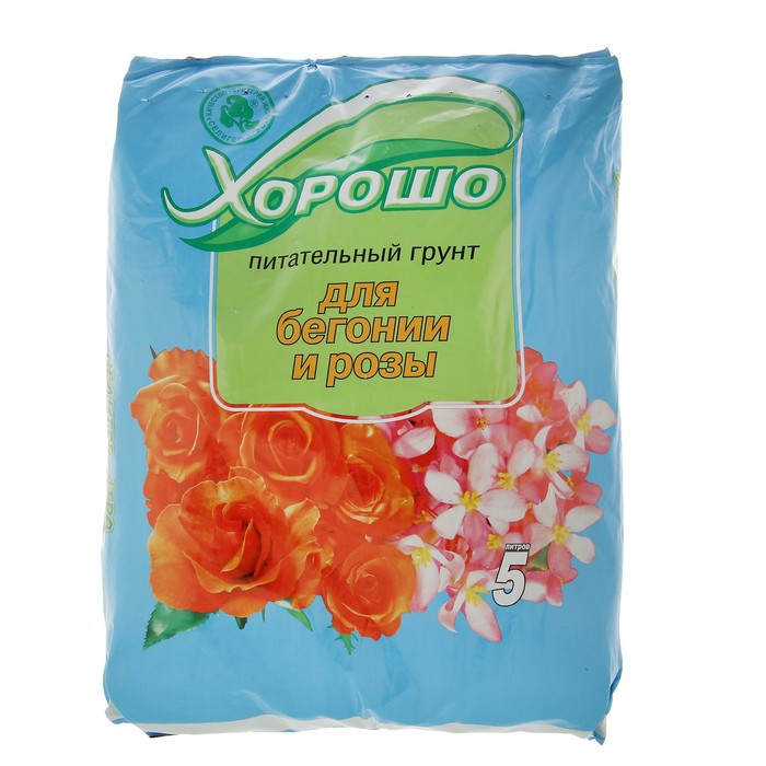 Грунт торфяной "Хорошо" для бегонии и розы, 5л