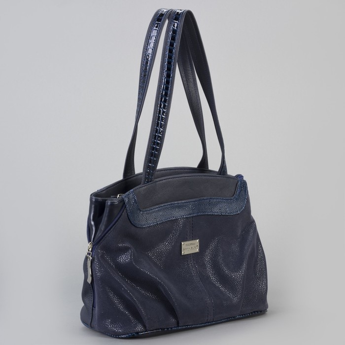 Сумка женская, отдел с перегородкой на молнии, 2 наружных кармана, с расширением, цвет синий