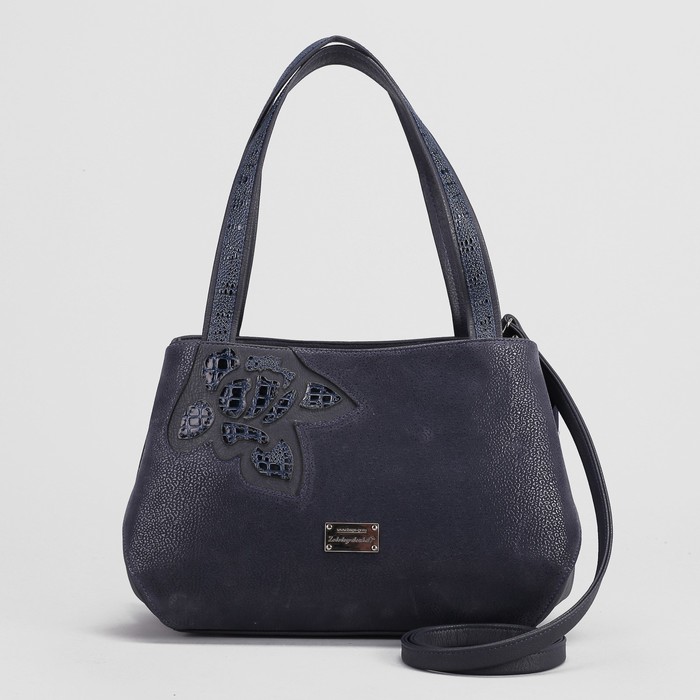 Сумка женская, 2 отдела на молниях, 3 наружных кармана, цвет чёрный/серый