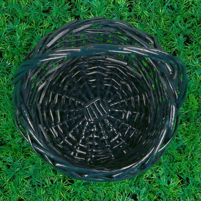 Корзина «Альфина», с ручкой, 21×10/24 см, тёмно-синяя, лоза