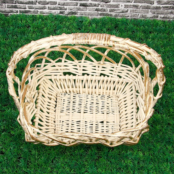 Корзина «Славия», с ручкой, H=19/39 см, ручное плетение, натуральная