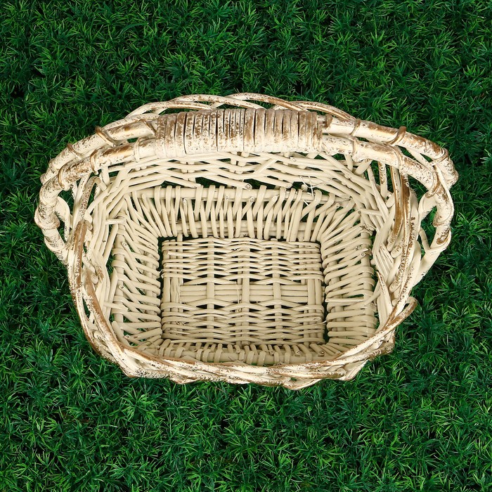 Корзина «Славия», с ручкой, H=17/33 см, ручное плетение, натуральная