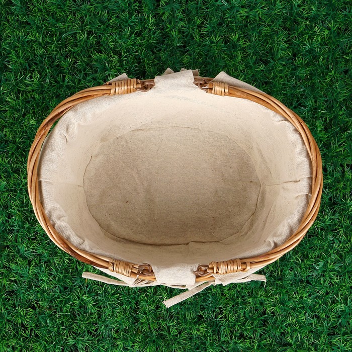 Корзина «Татьяна», с ручками, 34х26 см, H=14/27 см, натуральная, ручная работа