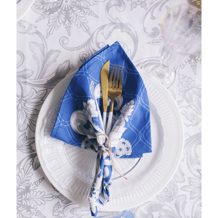 Набор столовый Этель "Зимние узоры", скатерть 220 х 150 см, салфетки - 12 шт, 100% хл