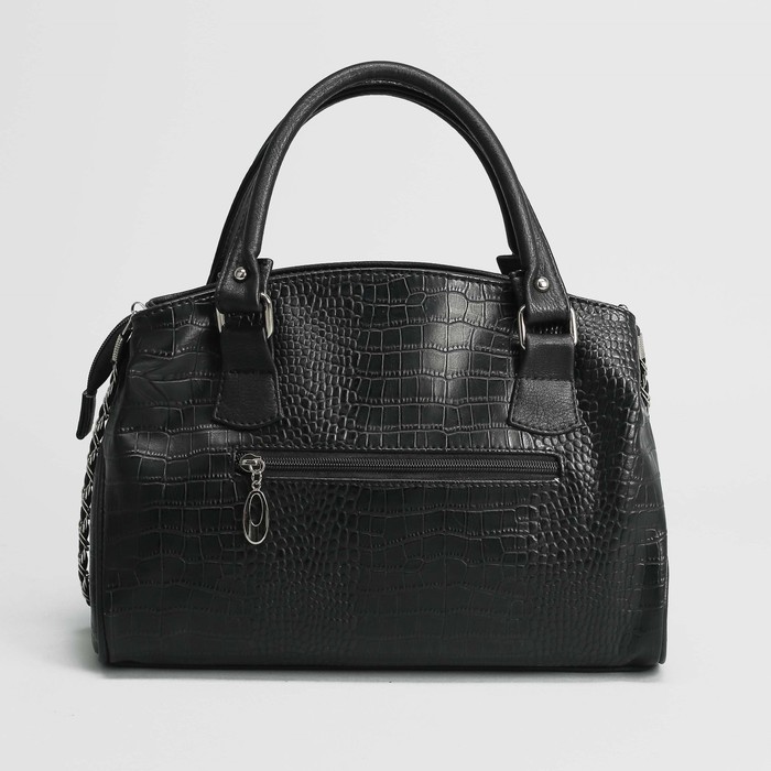 Сумка женская, отдел с перегородкой на молнии, наружный карман, длинный ремень, цвет чёрный