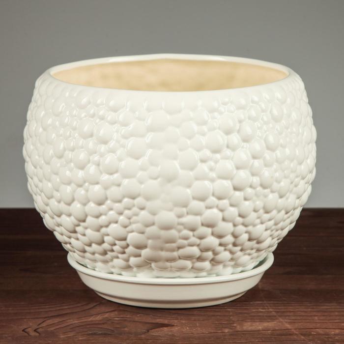 Горшок для цветов "Пузыри" пломбир, 4,1 л