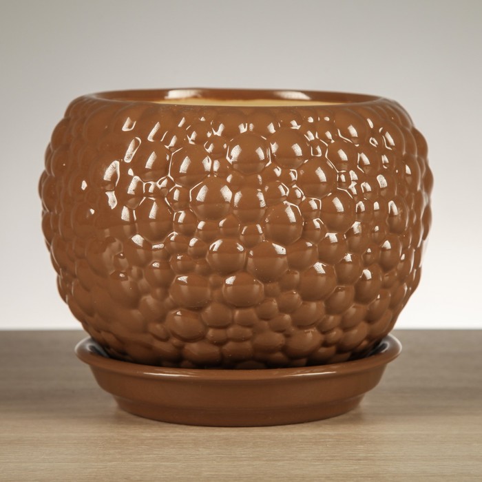 Горшок для цветов "Пузыри" молочный шоколад 1,4 л