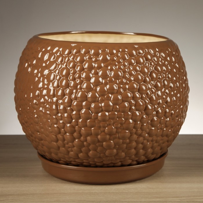 Горшок для цветов "Пузыри" молочный шоколад 9 л
