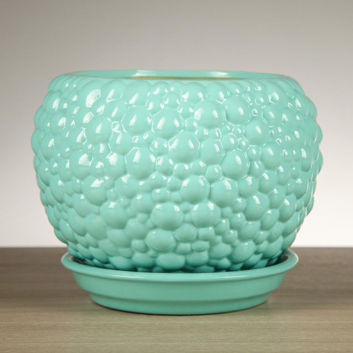 Горшок для цветов "Пузыри"  бирюза 1,4 л