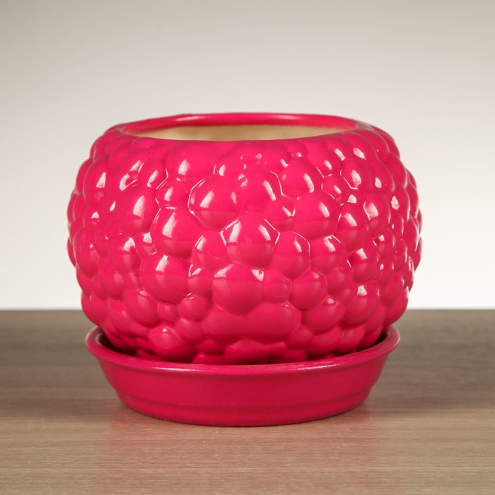 Горшок для цветов "Пузыри"  малина 0,4 л
