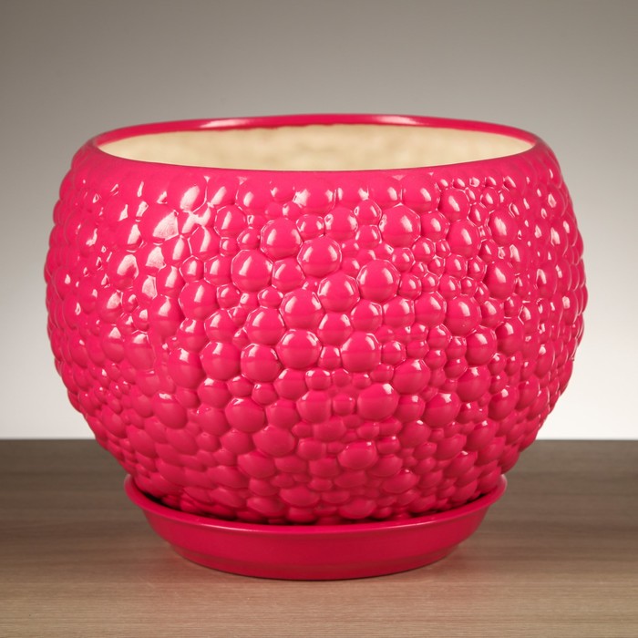 Горшок для цветов "Пузыри"  малина 4,1 л