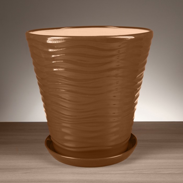 Горшок для цветов "Волна" молочный шоколад 13,5 л