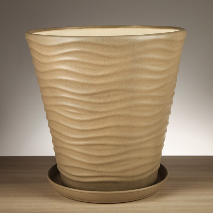 Горшок для цветов "Волна" крошка, капучино 17 л