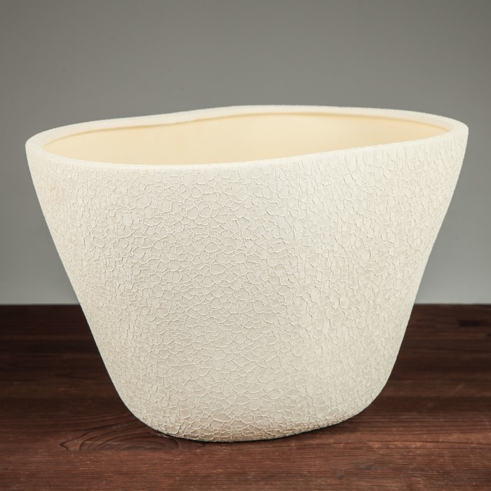 Горшок для цветов "Овал" шёлк, белое 6 л