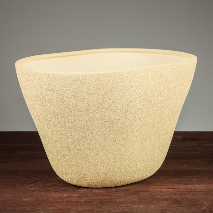 Горшок для цветов "Овал" шёлк, бежевый 6 л