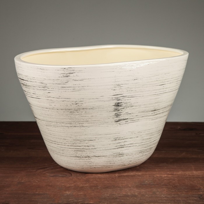 Горшок для цветов "Овал" глянец, чёрно-белое 6 л